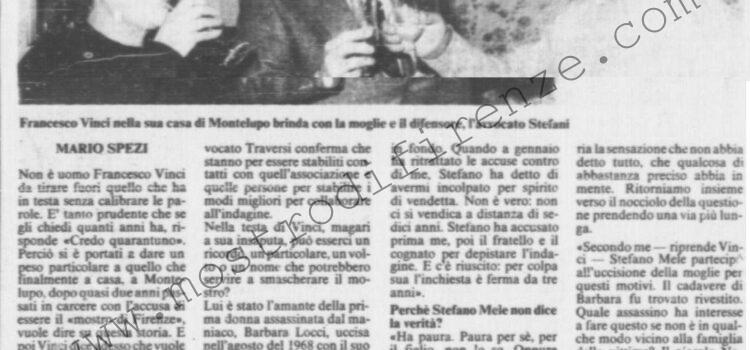 <b>1 Novembre 1984 Stampa: La Nazione – Vinci parte civile contro il mostro “Stefano Mele sa”</b>