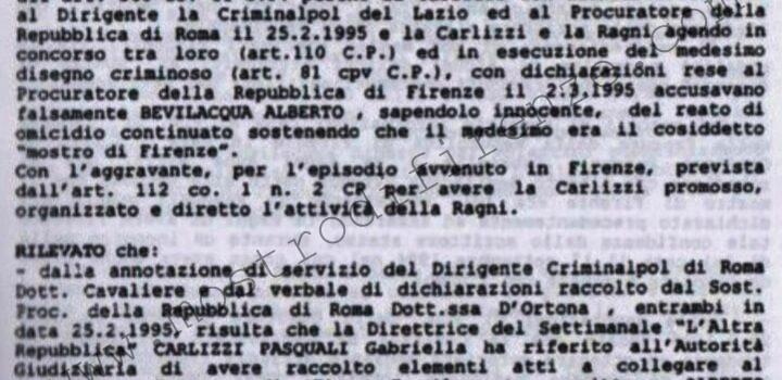 <b>29 Marzo 1995 Risposta alla richiesta di arresti domiciliari per Anna Maria Ragni e Gabriella Carlizzi</b>
