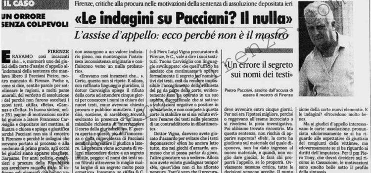 <b>3 Maggio 1996 Stampa: La Stampa – “Le indagini su Pacciani? Il nulla”</b>