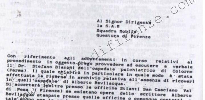 <b>20 Marzo 1995 Richiesta di indagini su Alberto Bevilacqua</b>