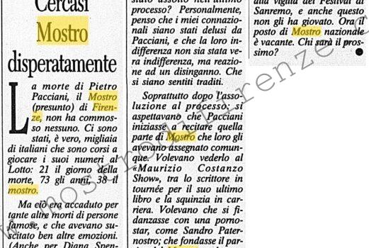 <b>15 Marzo 1998 Stampa: Corriere della Sera – Cercasi mostro disperatamente</b>