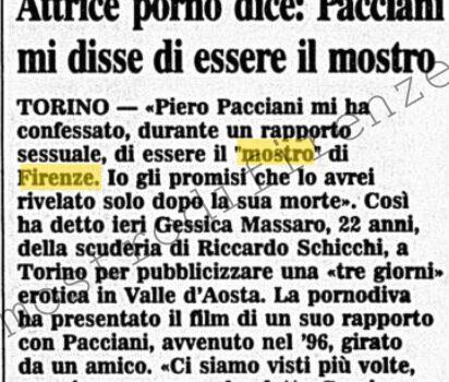 <b>18 Settembre 1998 Stampa: Corriere della Sera – Attrice porno dice: Pacciani mi disse di essere il mostro</b>