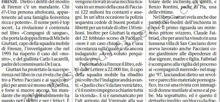 <b>19 Maggio 1998 Stampa: L’Unità – Dietro i delitti del mostro di Firenze un mandante altolocato e misterioso</b>