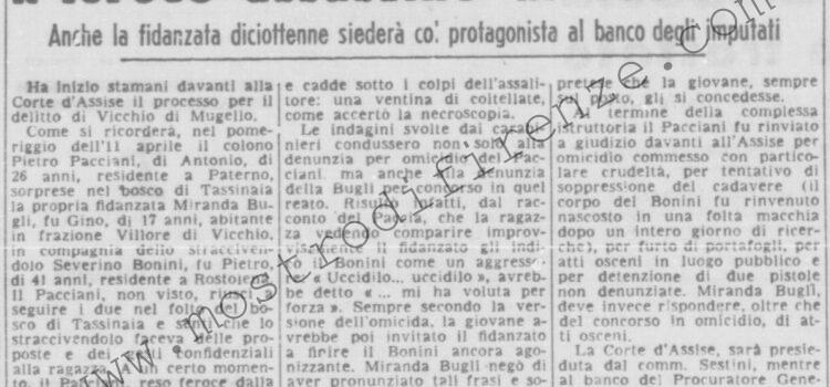 <b>13 Dicembre 1951 Stampa: La Nazione – Stamani alle Assise fiorentine il feroce assassino di Tassinaia</b>