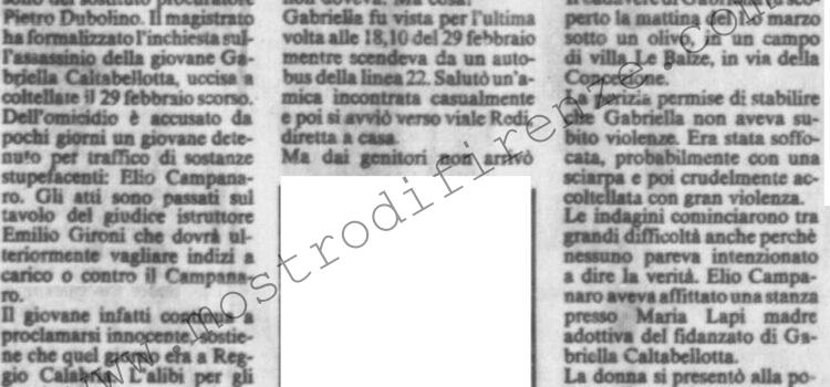 <b>2 Dicembre 1984 Stampa: La Nazione – E’ lui l’assassino Al vaglio del giudice l’alibi del giovane accusato dell’omicidio Caltabellotta</b>