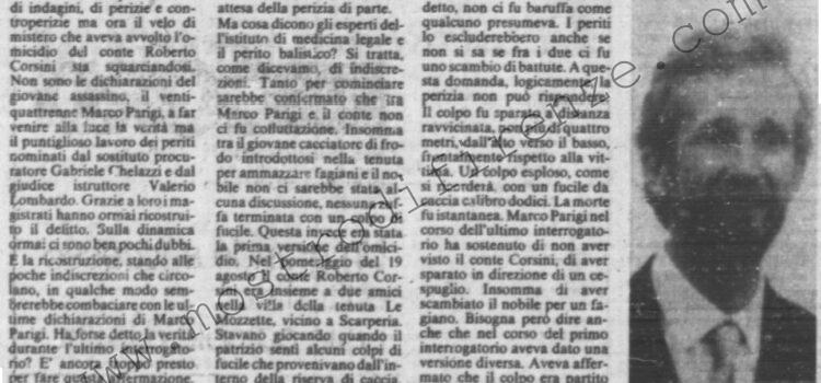 <b>20 Dicembre 1984 Stampa: La Nazione – Corsini fu ucciso cosi Il delitto ricostruito dai periti</b>