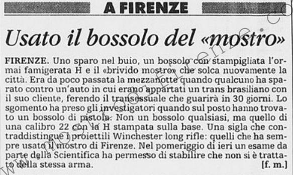 <b>18 Giugno 1997 Stampa: La Stampa – Usato il bossolo del “mostro”</b>