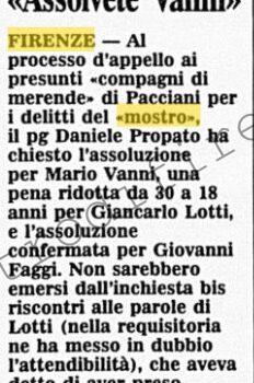 <b>21 Maggio 2010 Stampa: Corriere della Sera – Mostro di Firenze “Assolvete Vanni”</b>