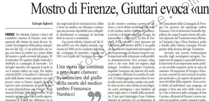 <b>7 Febbraio 2001 Stampa: L’Unità – Mostro di Firenze, Giuttari evoca “una mano diversa” nei delitti</b>