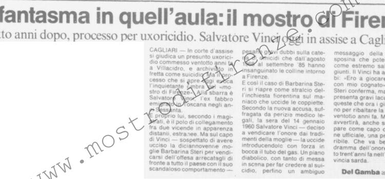 <b>12 Aprile 1988 Stampa: La Nazione – Un fantasma in quell’aula: il mostro di Firenze – Vinci? Una montatura</b>