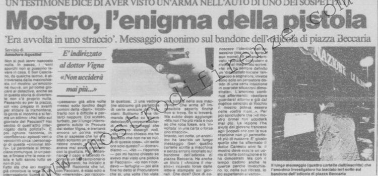 <b>15 Novembre 1991 Stampa: La Nazione – Mostro, l’enigma della pistola – “Ho visto una pistola sull’auto di Pacciani”</b>