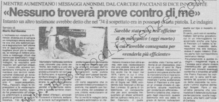 <b>16 Novembre 1991 Stampa: La Nazione – “Nessuno troverà prove contro di me”</b>
