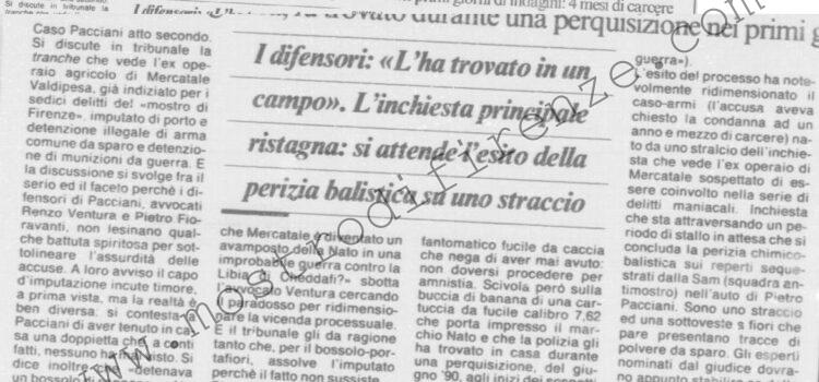 <b>18 Aprile 1992 Stampa: La Nazione – Il proiettile del “supersospettato”</b>