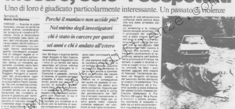 <b>26 Ottobre 1991 Stampa: La Nazione – Mostro, solo 4 sospettati – Mostro, un nome sul computer</b>