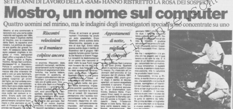 <b>27 Ottobre 1991 Stampa: La Nazione – Mostro, un sospettato è già in galera</b>