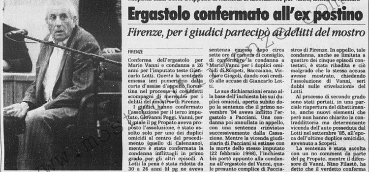 <b>1 Giugno 1999 Stampa: La Stampa – Ergastolo confermato all’ex postino</b>
