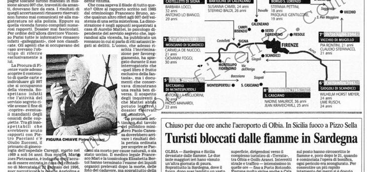 <b>10 Settembre 2001 Stampa: Corriere della Sera – Mostro, caccia ai dossier degli 007 travestiti da amanti</b>