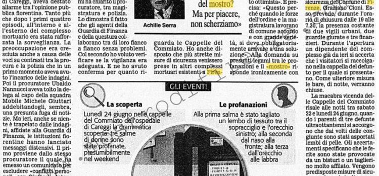 <b>2 Luglio 2002 Stampa: Corriere della Sera – “Fermeremo il maniaco degli obitori”</b>