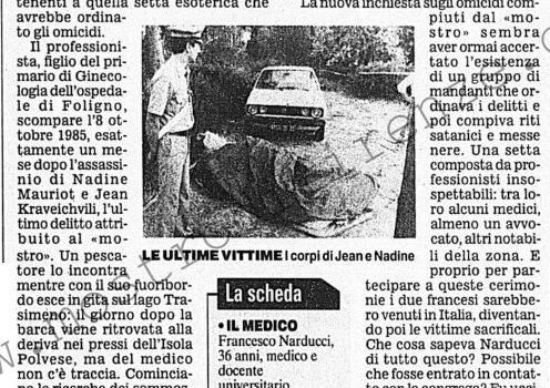 <b>24 Gennaio 2002 Stampa: Corriere della Sera – Firenze, nell’inchiesta sul “mostro” ora c’è anche la morte di un medico</b>