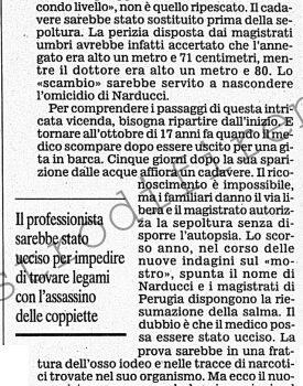<b>7 Ottobre 2002 Stampa: Corriere della Sera – Firenze, inchiesta sul “mostro” Scoperto scambio di salme per nascondere un omicidio</b>