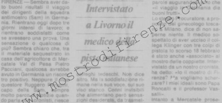 <b>25 Giugno 1992 Stampa: La Nazione – Mostro: le “prove” tedesche – Mostro, il cerchio si stringe</b>