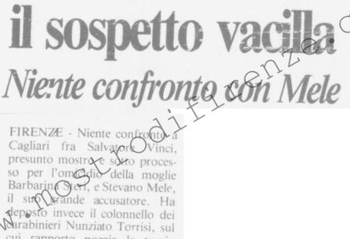 <b>15 Aprile 1988 Stampa: La Città – Vinci è  il mostro? Al processo il sospetto vacilla – L’ombra del mostro sbiadisce – Il dolore di una madre</b>