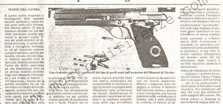 <b>28 Agosto 1984 Stampa: La Nazione – Mostro, anatomia di una Beretta – L’assassinio del marchese ora si cerca un vecchio fucile</b>