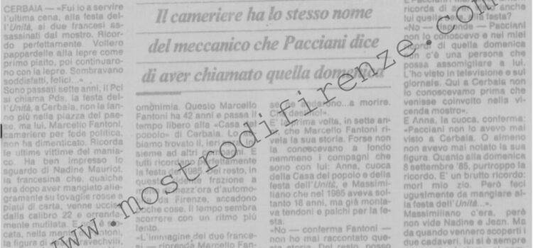 <b>4 Luglio 1992 Stampa: La Nazione – Mostro, nuovo testimone</b>