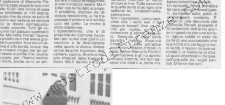 <b>16 gennaio 1993 Stampa: La Nazione – Lucciola uccisa a Firenze – Un colpo solo, dritto al cuore</b>