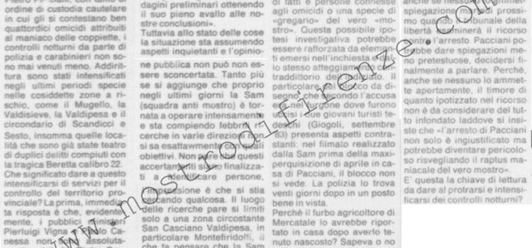 <b>29 Gennaio 1993 Stampa: La Nazione – Mostro, l’allarme non cessa</b>