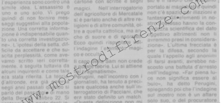 <b>18 Luglio 1992 Stampa: La Nazione – “Il mostro è uno solo” – Pacciani, gli alibi crollano – Una setta d’indemoniati</b>