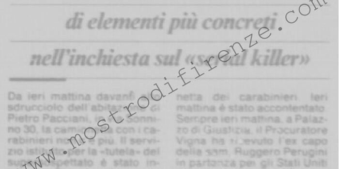 <b>21 Luglio 1992 Stampa: La Nazione – Addio al “grande cacciatore” – Ecco le prove sul mostro</b>