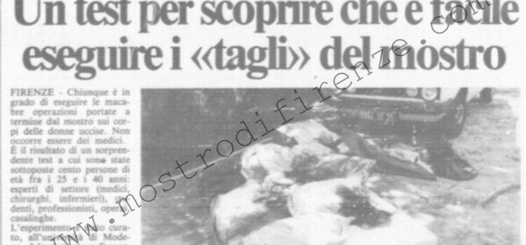 <b>17 Ottobre 1985 Stampa: La Città – Un test per scoprire che è facile eseguire i “tagli” del mostro – A “scuola” di mostro</b>