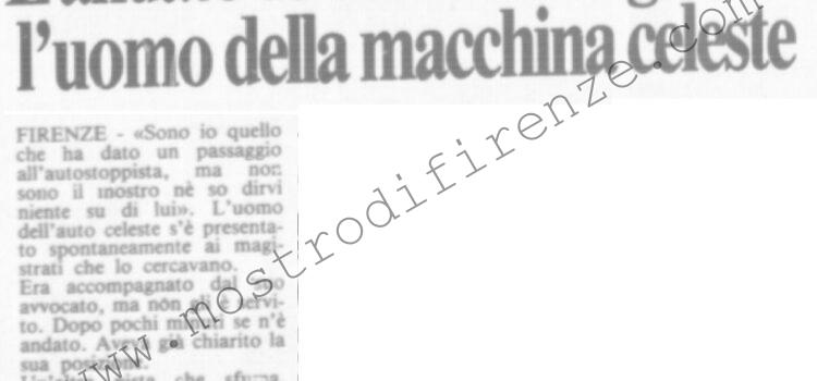 <b>22 Ottobre 1985 Stampa: La Città – E’ andato da solo dai magistrati l’uomo della macchina celeste – “Sono io quello che cercate ma del mostro non so niente”</b>