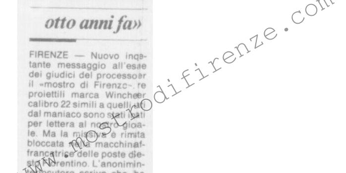 <b>1 Maggio 1994 Stampa: La Nazione – Tre proiettili da “mostro” – Mostro, misteri per posta – Verità cercasi, c’è la terza via? – “Chi ha ucciso è un uomo comune” – Indagini: ieri e oggi a confronto – Il mistero della “22”</b>