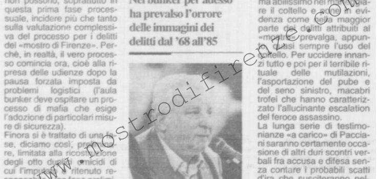 <b>5 Maggio 1994 Stampa: La Nazione – Imputato Pacciani, discolpati – Chi lo accusa, chi lo difende, la moglie, la religiosa amica – “Quella stessa mano omicida ha colpito sedici volte…” – Un auto e un computer E cosi nacque la “SAM”</b>