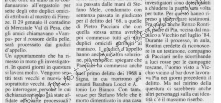 <b>12 Dicembre 1995 Stampa: La Nazione – Mostro, alla ricerca dei complici perduti – Mostro, ora si indaga sulle indagini</b>