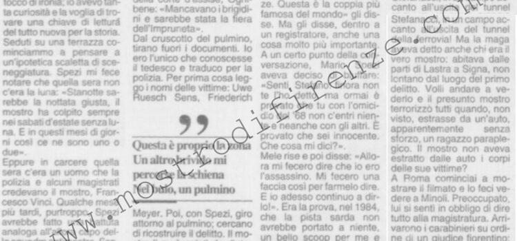 <b>24 Maggio 1994 Stampa: La Nazione – Mostro, quel film mai nato – E al processo, svanisce la “prova”</b>