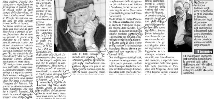 <b>10 Settembre 2001 Stampa: La Nazione – “I satanisti sapevano”</b>