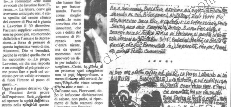 <b>15 Gennaio 1996 Stampa: La Nazione – Sos di Pacciani, è il giorno della verità</b>