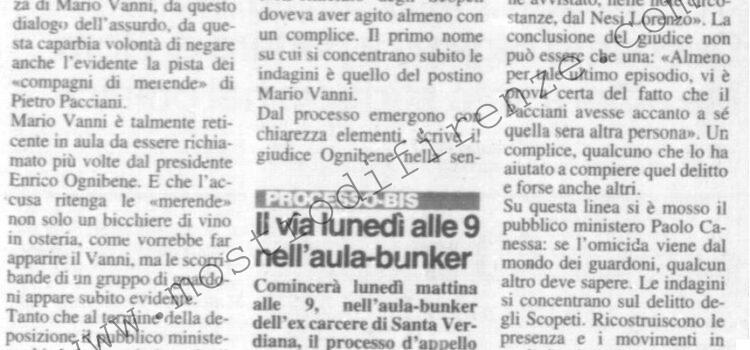 <b>26 Gennaio 1996 Stampa: La Nazione 3 – Reticenze, verità nascoste e molte bugie – Quando al bar l’ex postino negò tutto – Giogoli, Vicchio, Scopeti, Questi gli enigmi chiave – “E’ un poveraccio, però qualcosa deve sapere” – “Soffriamo, ma siamo stati dimenticati”</b>